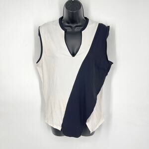 PXG Parsons Xtreme Golf Sleeveless V-Neck Top Sz L Black White Crossbody Stripe